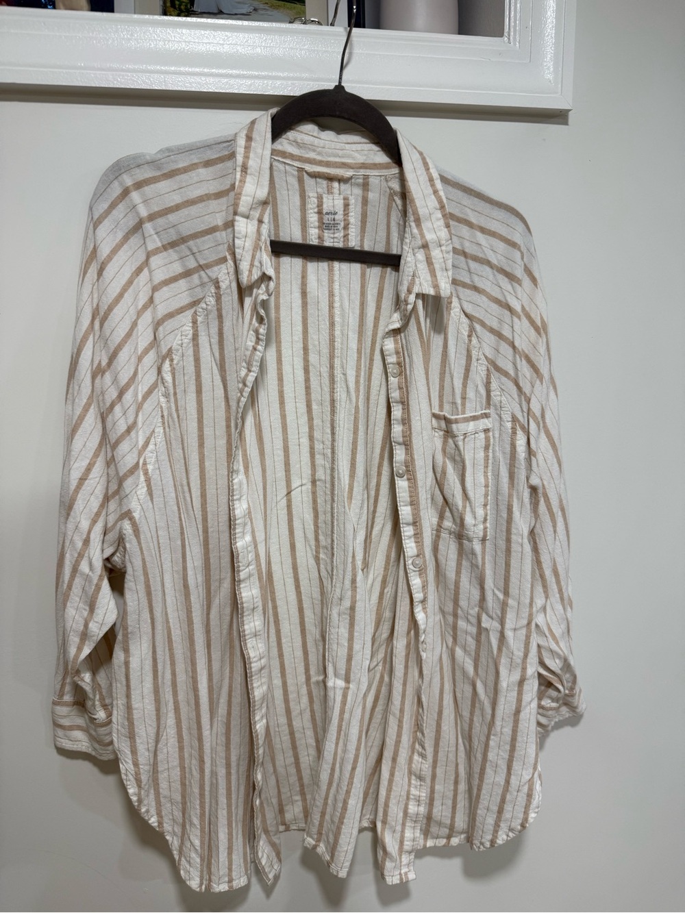 Aerie Beige and White Striped Linen Set